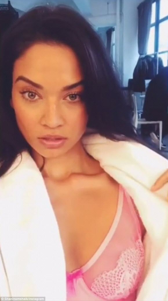 Shanina Shaik leaves little to the imagination as he poses topless in latest social media snap