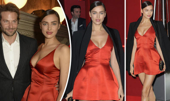 Irina Shayk puts on very busty display as attends L'Oreal launch with Bradley Cooper