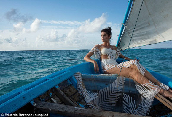 Brazilian model Isabeli Fontana has worn a see through wedding dress