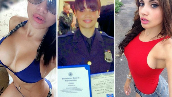 Samantha Sepulveda , Officer in the morning and lingerie model in the evening