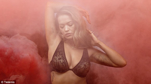 Rita Ora In Stunning Look With Sexy Lace Bra In Tezenis Lingerie Campaign