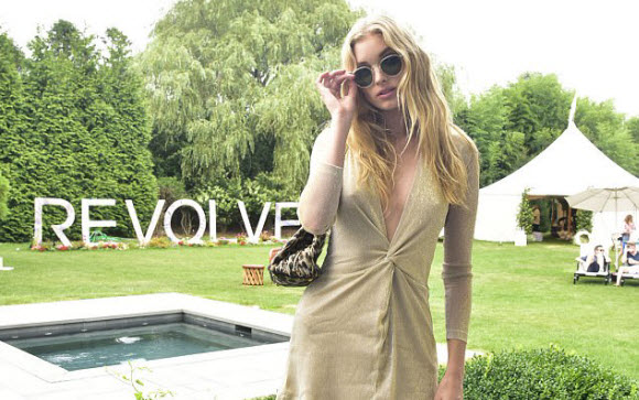 Super Model Elsa Hosk Goes Braless In Gold Dress