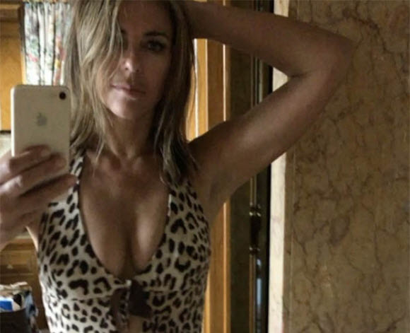 Elizabeth Hurley Flaunts Her Body Figure In Sexy leopard-print Swimsuit