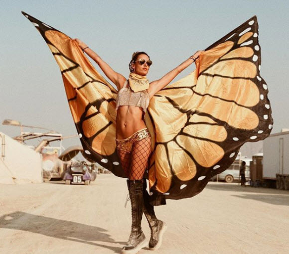 Alessandra Ambrosio Swaps Out Her Victoria's Secret Angel Wings For Butterfly Wings As She Rocks Out At Burning Man
